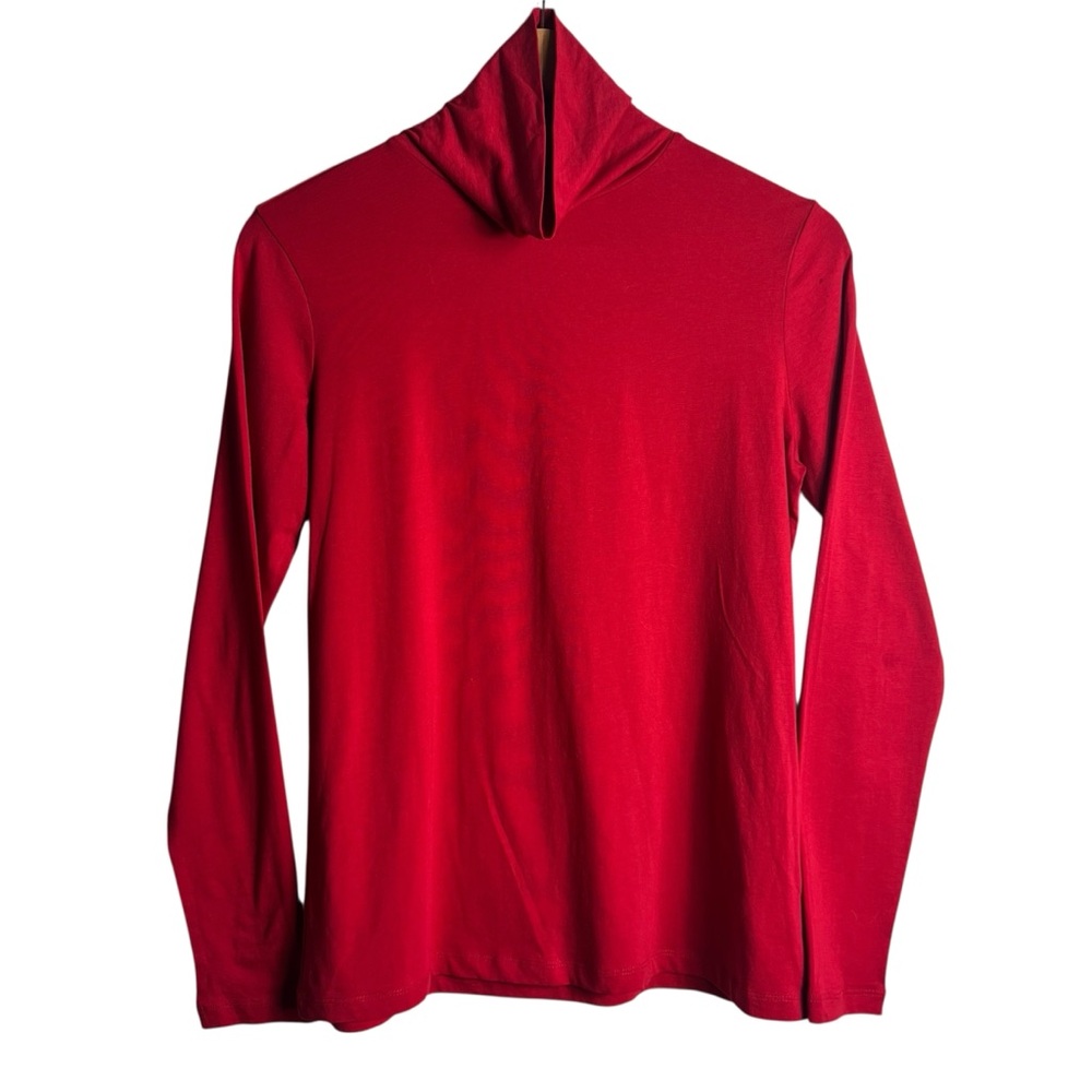 Coldwater Creek Women's Red Small (6-8) Turtleneck Long Sleeve Supima Cotton